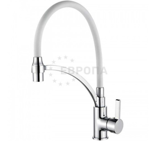 Кухонный смеситель Ledeme L-4499-3 хром / белый с гибким изливом