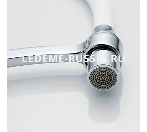 Кухонный смеситель Ledeme L-4499-3 хром / белый с гибким изливом - 3