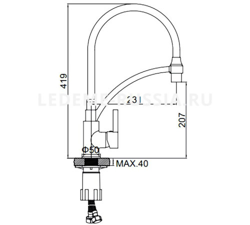 Кухонный смеситель Ledeme L-4499-3 хром / белый с гибким изливом - 7