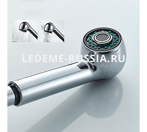 Кухонный смеситель Ledeme L-6013 хром с выдвижной лейкой - 6
