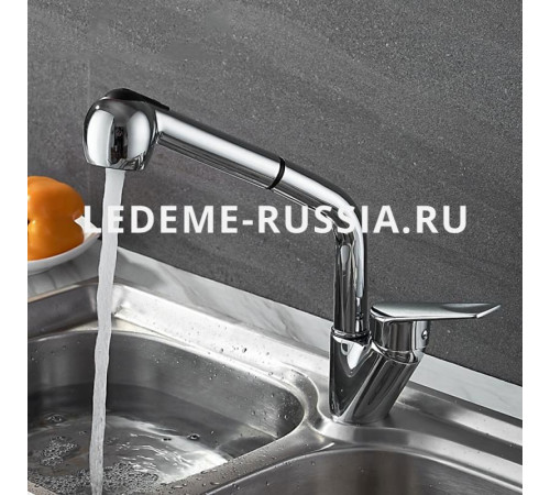 Кухонный смеситель Ledeme L-6040 хром с выдвижной лейкой - 1