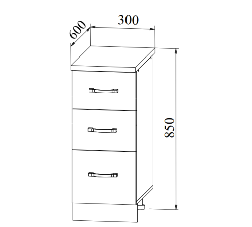 Шкаф Кельн нижний с 3 ящиками 300 - 1