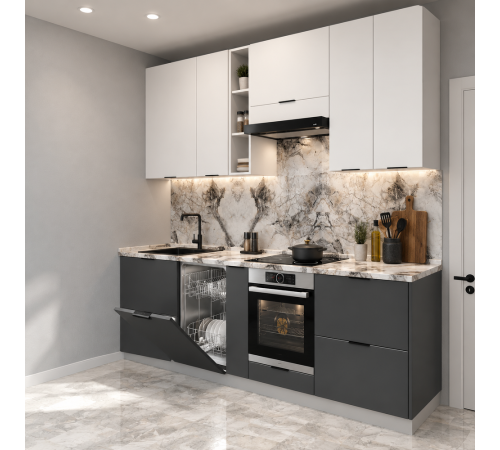 Кухня 2.3 м Норд софт маренго / софт пломбир