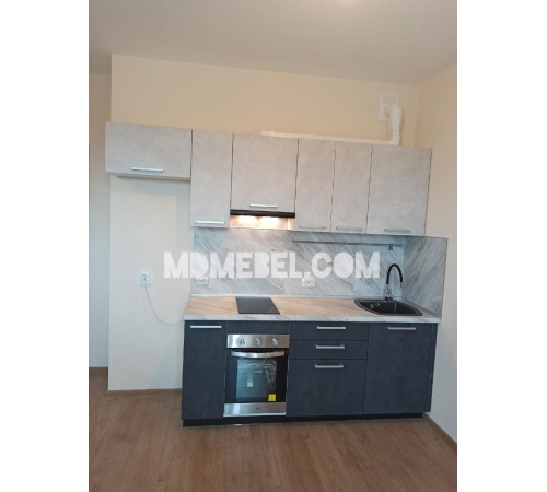 Кухня Нувель 2.45 м бетон белый / бетон черный