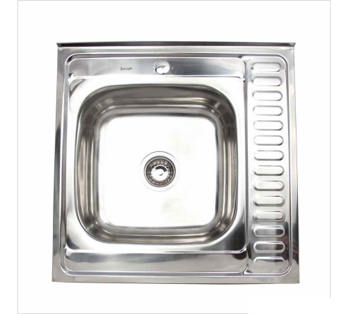 Мойка накладная из нержавеющей стали Sinklight 60х60 левая (0,8х180)