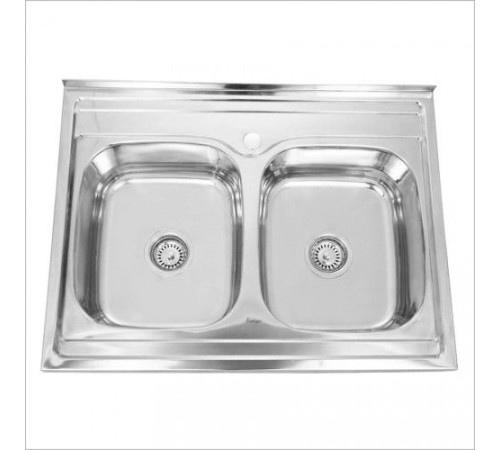 Мойка накладная из нержавеющей стали Sinklight 60х80 2 чаши (0,8х180)