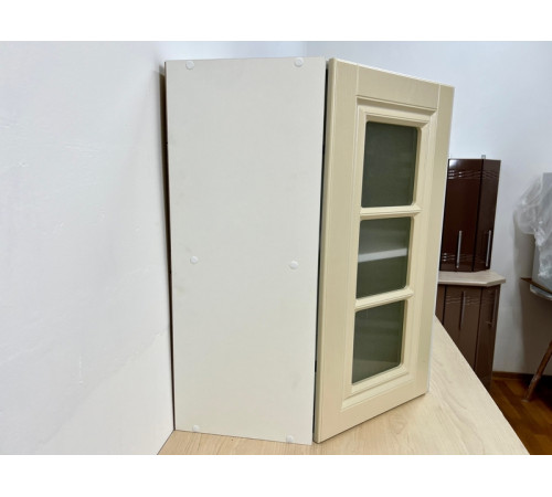 Шкаф Бриз верхний угловой остекленный 550x550 дуб крем - 4
