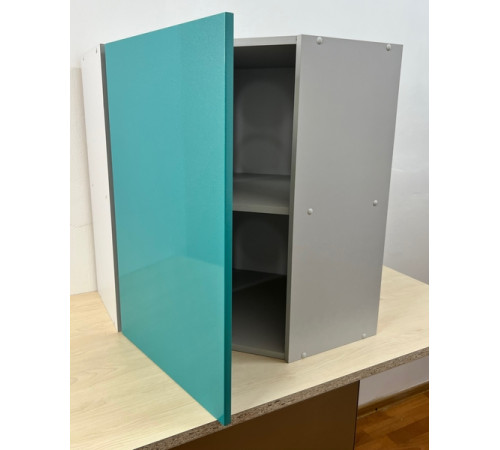 Шкаф Олива верхний угловой 600x600 бирюза металлик - 3