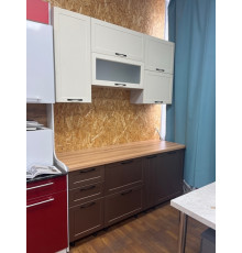 Кухня Квадро 1.8 м белый софт / античное золото