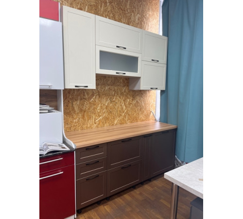 Кухня Квадро 1.8 м белый софт / античное золото
